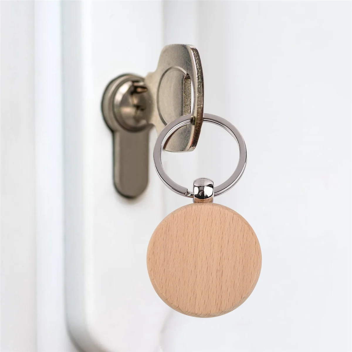 100Pcs DIY Blank Wooden Key Chain Rectangle Heart Round Ellipse Carving Key Ring Wood Key Chain Ring 4