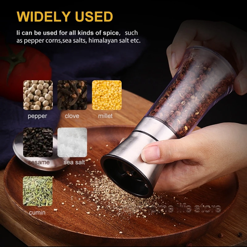 Macina Spezie In Acciaio Inox 304 20 Cm - Regolabile, Macinino Per Sale E Pepe - Manuale Per Cucina - 4