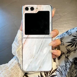 Marble Pattern Transparent Hard Phone Case - Clear Folding Cover for Galaxy Z Flip5 (A645)