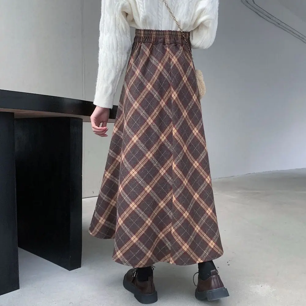Retro woolen skirt fabric close-up