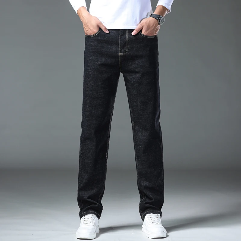 Brand Clothing Autumn Winter Classic Men's Thick Denim Trousers - Straight Fit Casual Jeans, Plus Size