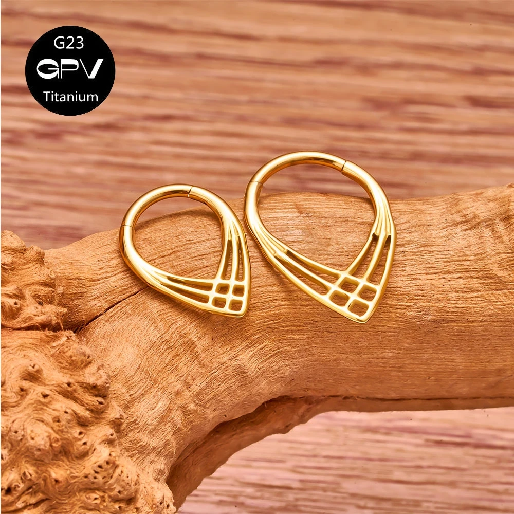 Nose Rings Piercing Jewelry Body Piercing Earrings Ear Piercing Jewelry Body Piercing Jewelry Body Jewelry G23 F136 Titanium Droplet Shaped Nasal Septum Ring Vacuum Gold-Plated Nose Ring Men's And Women's Perforated Jewelry Earrings