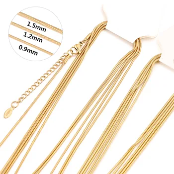5pcs Wholesale 0.9/1.2/1.5mm Plated 18K Gold Snake Round Chain Necklace for Men Women Silver Necklaces Fashion DIY Jewelry