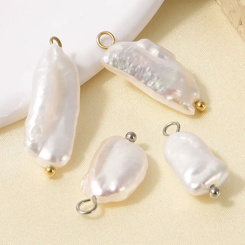 1pc Hohe Qualität Edelstahl Natürliche Süßwasser Perlen Anhänger Textur Unregelmäßige Falten Charme Diy Schmuck Machen Liefert – Detail 21