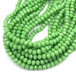 Vibrant Blue - Green Crystal Beads for Jewelry Crafting - Rondelle Faceted Glass Spacer Beads for DIY Bracelets (Solid olive green)