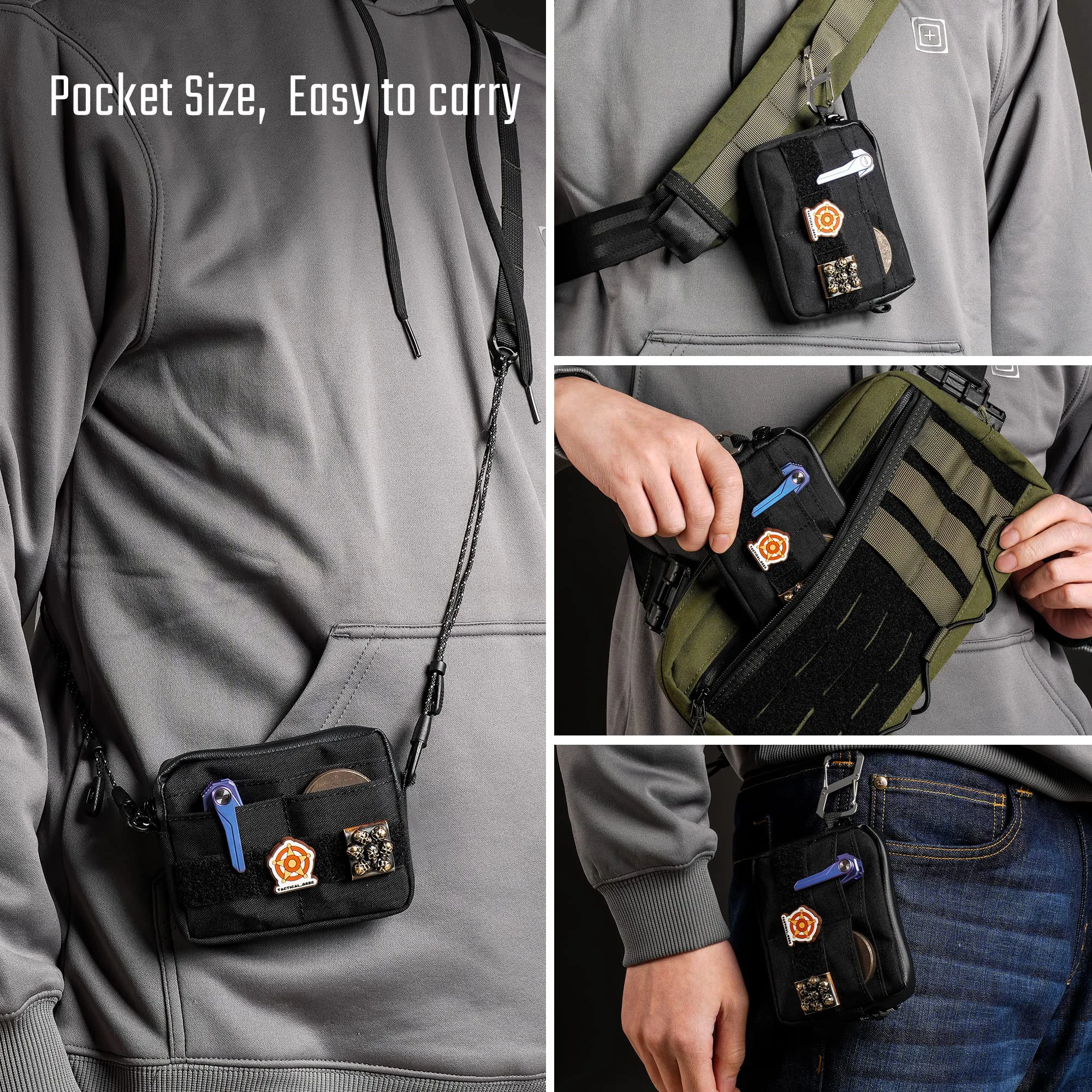 Aufbewahrungstasche A3 EDC, Organizer, Nylon, multifunktionale kleine Werkzeugtasche, Mehrzweck-Aufbewahrungstasche für Molle EDC Gadget – Detail 5
