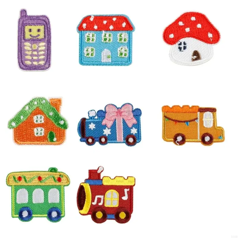 8 PCs Spielzeugauto -Eisen auf Flecken Cartoon Truck Sticked Patches für Kleiderjeans Y08E – Detail 8