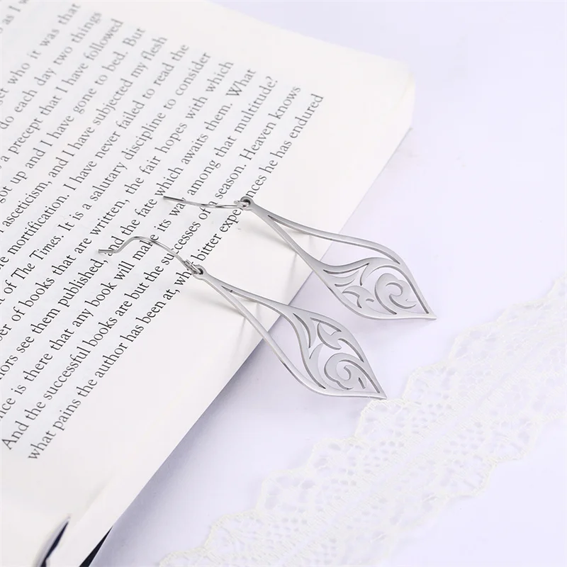 Edelstahl Frauen Böhmischen Filigrane Creolen Mode Silber Farbe Tropfen Ohrring Teardrop Schmuck Zubehör Boho Geschenk – Detail 15