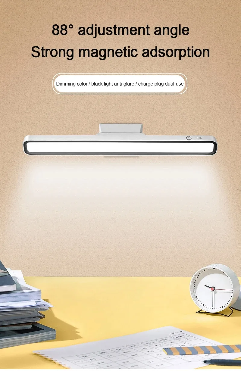 Magnetic Rechargeable Desk Lamp – 2 Modes, Powerful & Hassle-Free 62 "Magnetic rechargeable desk lamp with touch control, stepless dimming, and adjustable angles for versatile lighting solutions