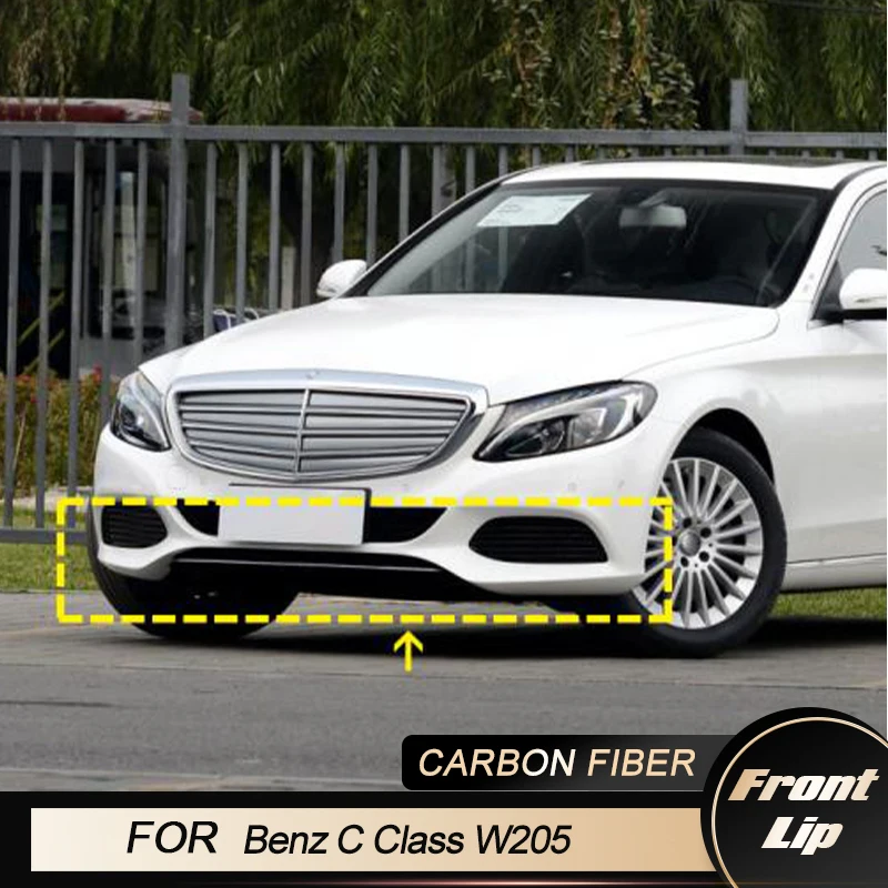 

Car Front Bumper Lip Spoiler For Mercedes Benz C Class W205 C180 4-Door 2015-2019 Front Lip Splitters Chin Apron Carbon Fiber