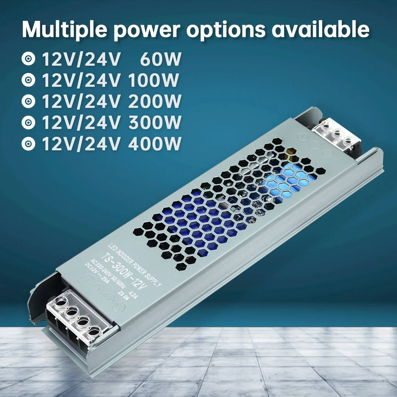 LED 스트립 스위치 드라이버 램프, 조명 변압기, DC 12V, 24V 전원 공급 어댑터, 60W, 100W, 200W, 300W, 400W, 조명 액세서리