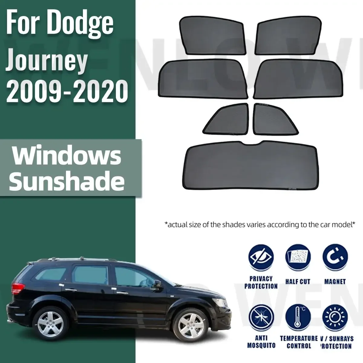 

For Dodge Journey JC 2009-2020 Front Windshield Frame Curtain Magnetic Car Sunshade Shield Rear Side Window Sun Shade Visor