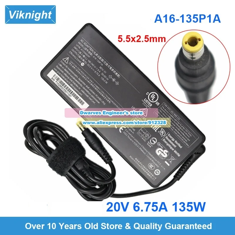 새로운 A16-135P1A 20V 6.75A AC 어댑터 PA-1131-72/76 135W SD2400T DOCK430 THUNDERBOLT 3/4 SD4700P APACHE GE62 SD5000T용