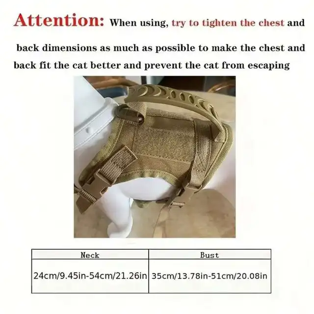 Outdoor Tactical Cat Harness For Walking Escape Proof Adjustable Waterproof Pet Harness Soft Mesh Vest For Large Cat Small Dog 6