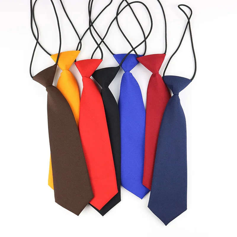 

7*27cm Fashion Children Polyester Lazy Elastic Band Tie Colourfull Solid Color Easy To Wear for Girls Boys Kid Wholesale Ties