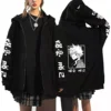 Hot Anime My Hero Academia Himiko Toga Graphic Print Hooded Men Women Zipper Hoodies Oversized Sweatshirt Harajuku Zip Up Jacket 2