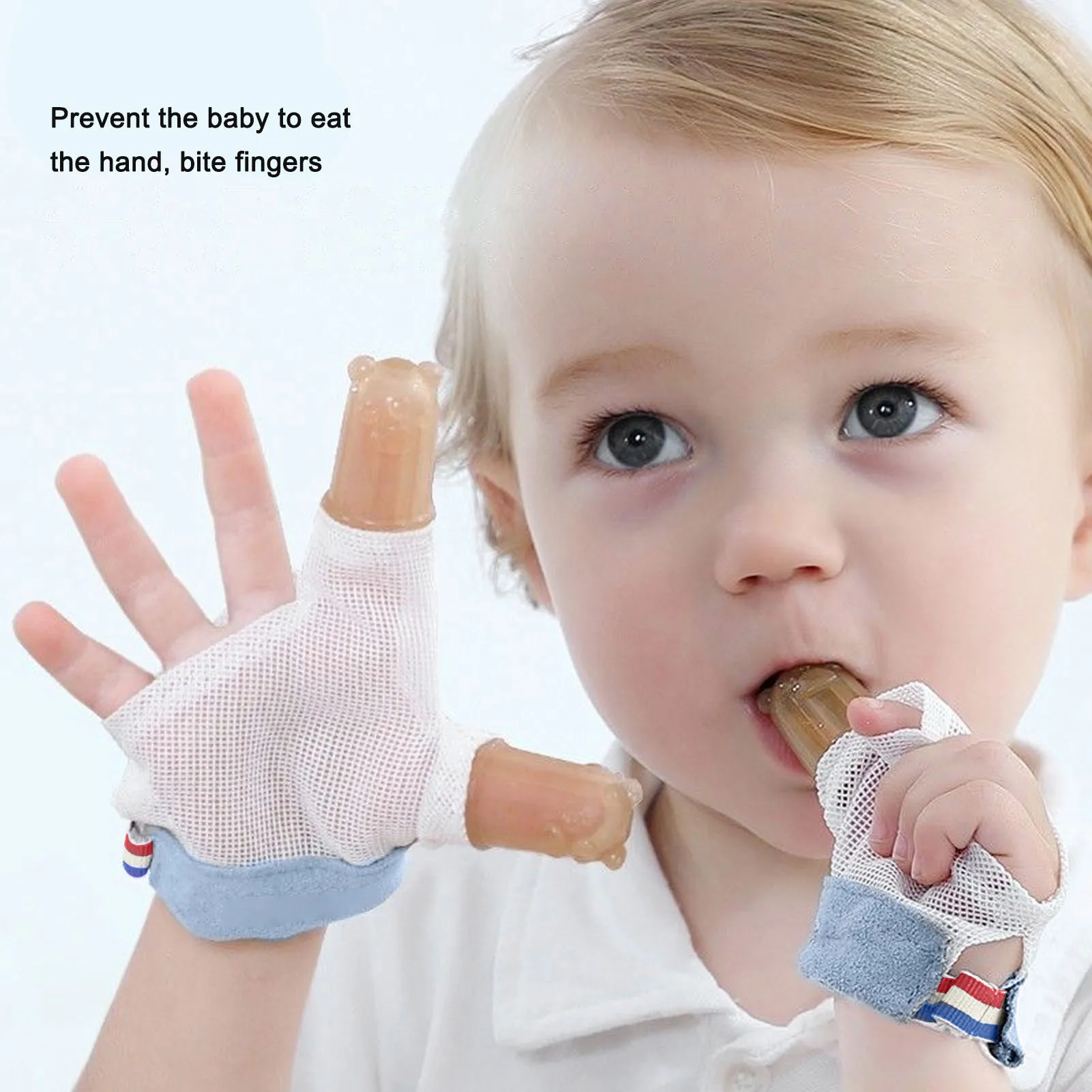 1 Pair Baby Thumb Sucking Stop Finger Guard Silicone Breathable Holes 2 Fingers Protector Blue Stop Thumb Sucking Finger Guard 4
