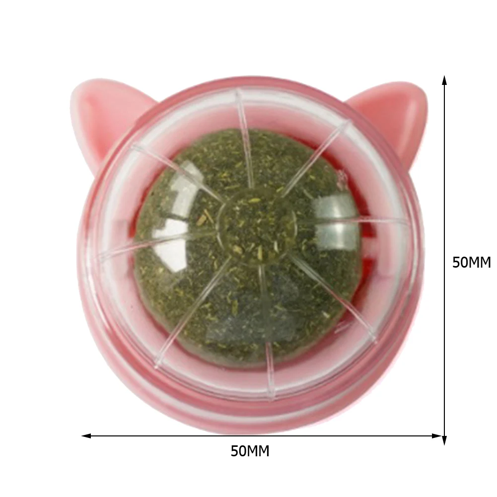 Rotatable Catnip Wall Ball Cat Treat Toys with Catnip Snack Licking Ball Kitten Pet Molar Edible Treating Cleaning Teeth Teasing 