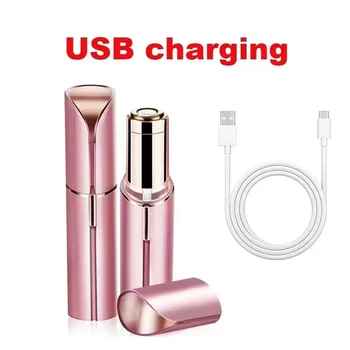 1pc Rechargeable 2-In-1 Eyebrow Razor And Hair Shaver With LED Light - Painlessly Remove Peach Fuzz, Facial Hair, Eyebrows, Lips 2