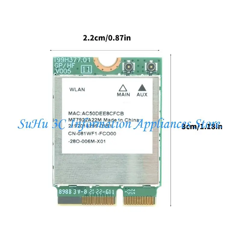 MT7922 WiFi 6E 어댑터 M.2 트리플 밴드 6GHz/5GHz/2.4GHz 호환 5.2