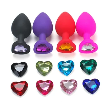 S/M/Lsize Heart-shaped black silicone anal plug Adult Toys for Men/Women Anal Trainer for Couples sex toys silicone butt plug 2
