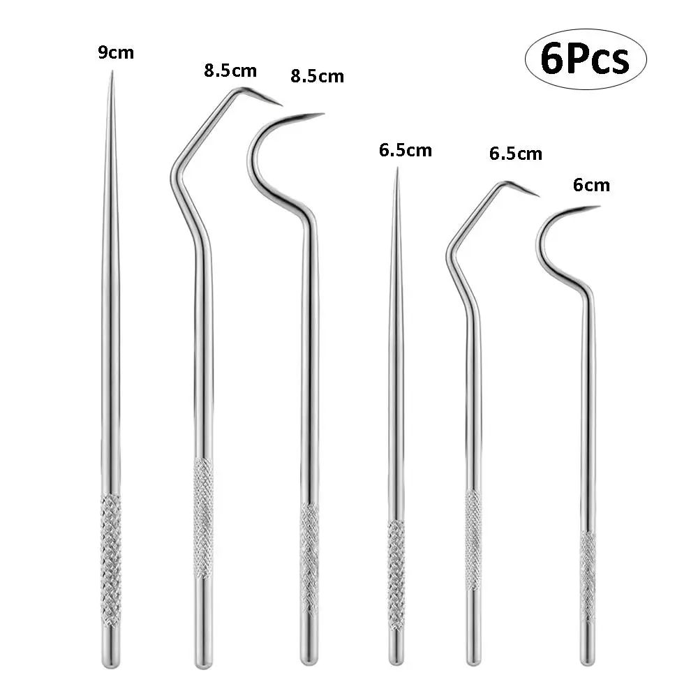 6Pcs Toothpick Set Portable Reusable Stainless Steel Toothpicks Metal Tooth Scraper Dental Picks Hooks Cleaning Kit with Toothpicks Holder Toothpicks Set Toothpick Holder