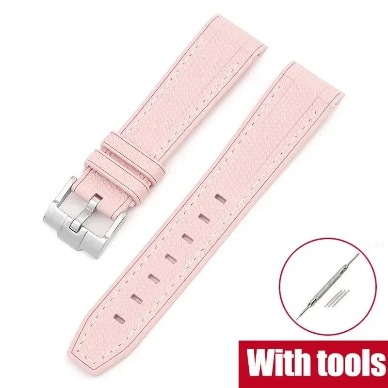 Enhanced Silicone Rubber Watch Band with Curved End - 20mm Diving Wrist Bracelet