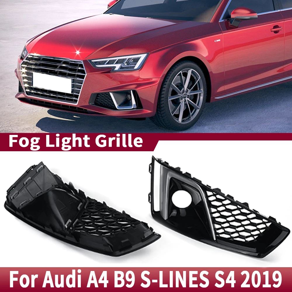 

2pcs Honeycomb Mesh Style Car Front Fog Light Cover Honeycomb Grille Grill For Audi A4 B9 S-LINES S4 2019 8WD807681J 8WD807682J