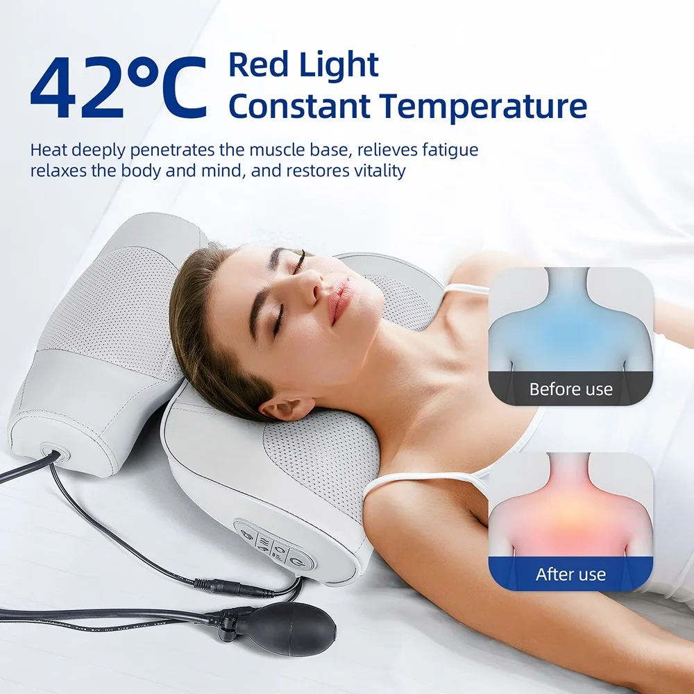 Neck Massage Pillow Cervical Spine Electrical Cervical Traction Massager Wormwood Hot Compress Back Shoulder Body Health Care