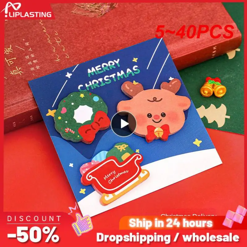 

5~40PCS Piece Lytwtw's Christmas Sticker Sticky Notes Cute Kawaii Cartoon Adhesive Notepad Memo Pad Office Supply School