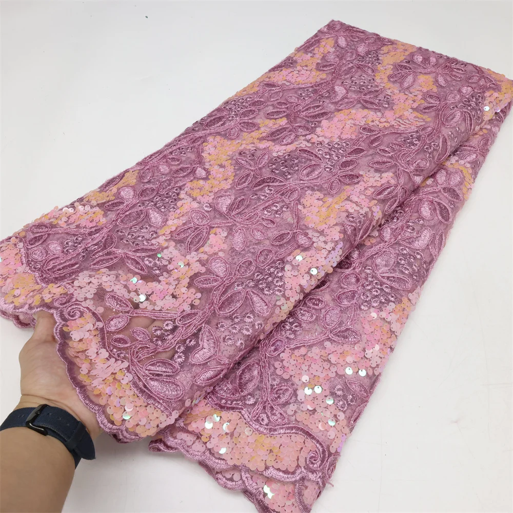 

High Quality African Lace Fabric 2023 White French Net Sequins Fabric Sewing Embroidered Lace Tulle Nigerian Lace Fabric QF1971