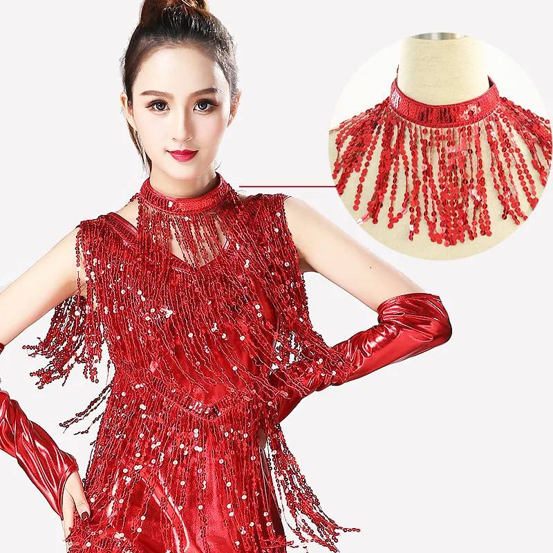1pcs/lot woman latin dancing necklace female sequin tassel dancing necklace
