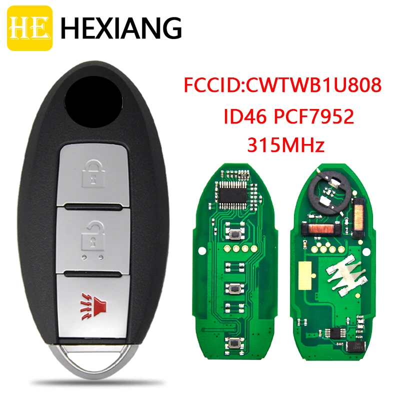 HE Xiang Remote Control Car Key For Nissan  Juke Ques Cube Leaf Versa Note FCCID CWTWB1U808 ID46 PCF7952 Chip 315MHz Card