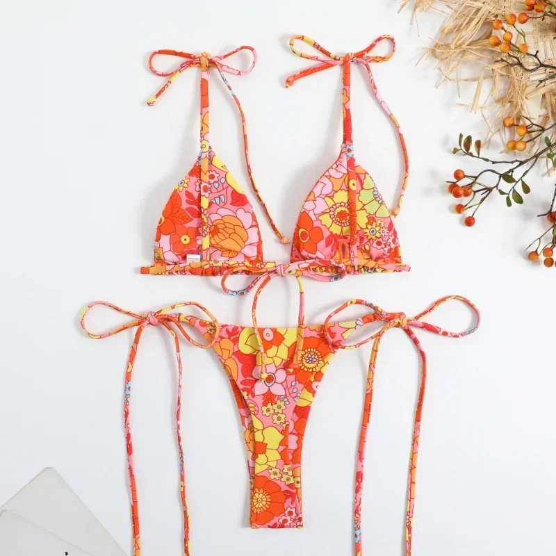 European & American Style Floral Print Sexy Push-Up Bikini Swimsuit Set, Beach Ho | ChicGrl