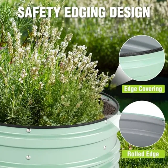 3Pcs 2x2x1ft Galvanized Raised Garden Bed Set for Vegetables Flowers, Green, Rust-Resistant Steel, Safe Edge, Easy Assembly