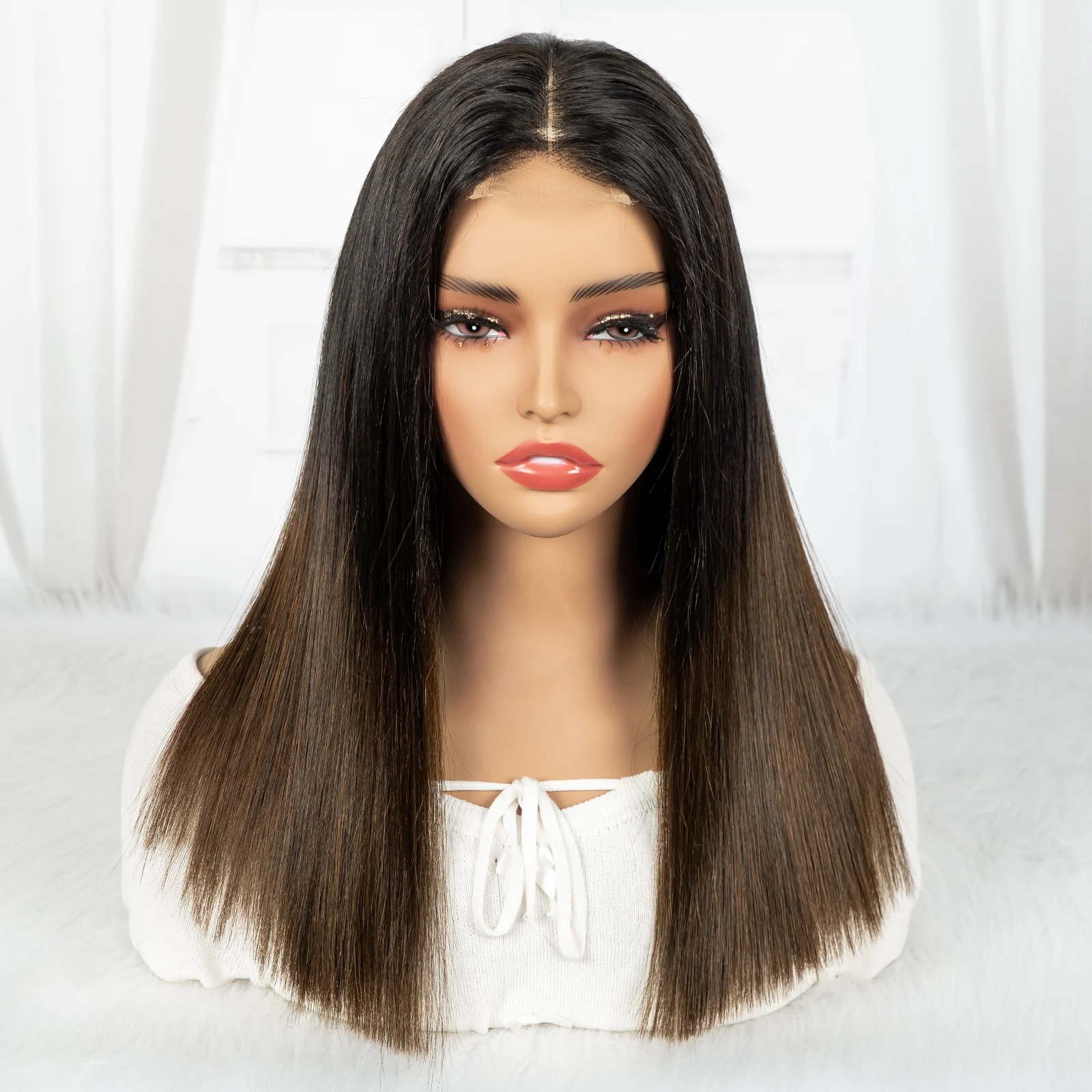 300% 2x6 HD Lace 1BT4 Chocolate Brown Bone Straight Bob Wigs 16A Double Drawn Raw Vietnamese Virgin Human Hair Wigs for Women