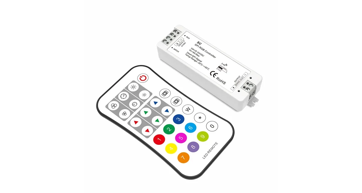 Description Picture 2 of itemSC+R9 Set Skydance 5-24V DC RF SPI Led Strip Controller Pixel Receiver For Ws2801 Ws2812 Ws2811 Sk6812 1903 RGB / RGBW LED Lamp