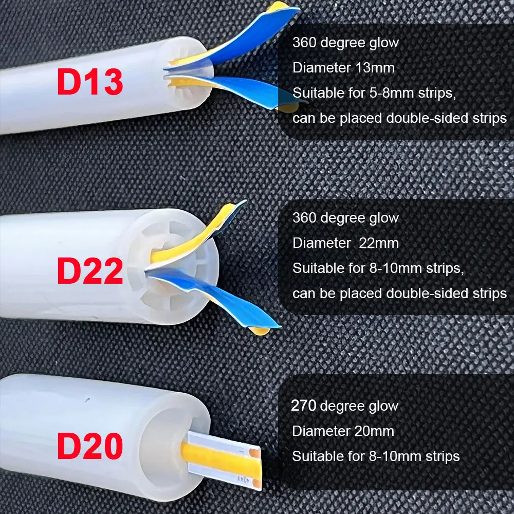 Led Strip Lights Led Strip Light Led Light Strip Silicone Neon Strip Led Decorative Lights Round Silicone Neon Sign Flexible Silica Gel Tube 270 360 Degree Led Sleeve IP67 Waterproof For WS2811 WS2812 SK6812 Strip Light