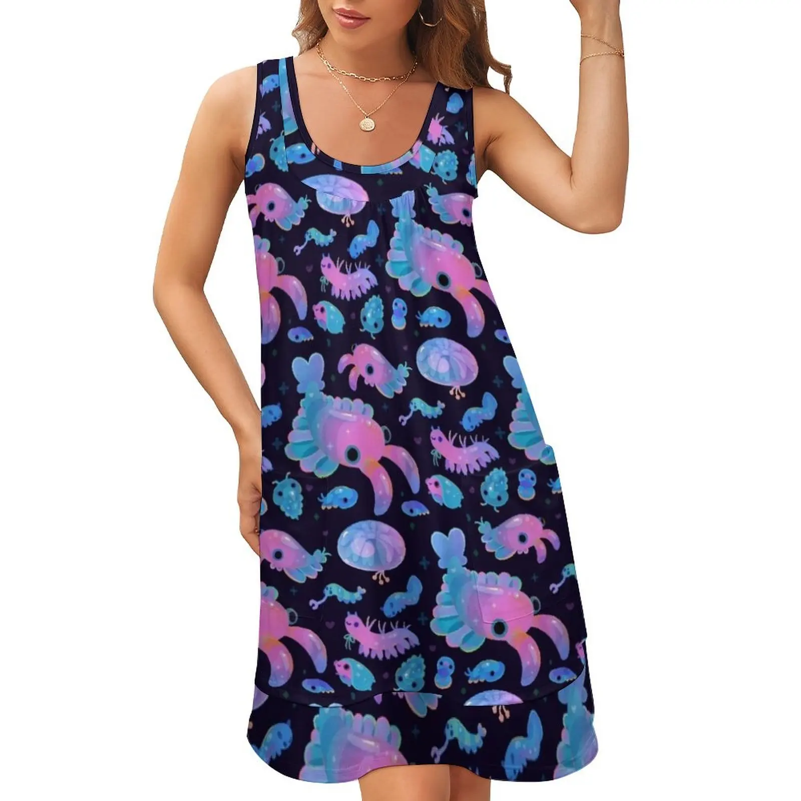 

Cambrian baby - dark Sleeveless U-Neck Fake Two Piece Dress festival outfit women womens dress