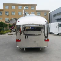 Airstream Mobile Hamburger สุนัขร้อนพิซซ่ารถพ่วงอาหารจานด่วนสแตนเลสรถบรรทุกอาหารมือถือพร้อมครัวเต็มรูปแบบสําหรับขาย 5