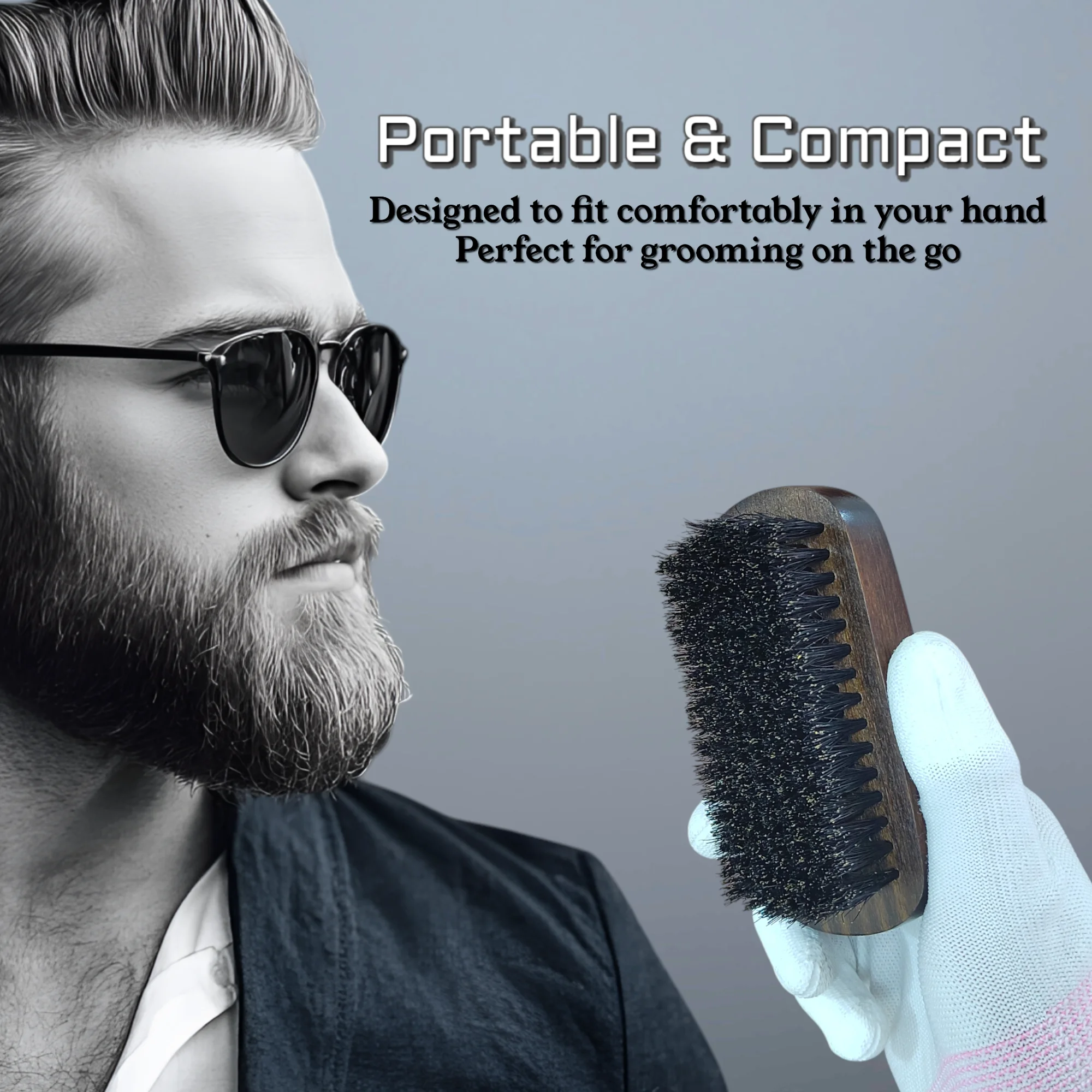 Gracemen Premium Retro Beard Brush Grooming Facial Brush for Men - 100% Boar Bristle and Old-stly Wooden Handle Man 6