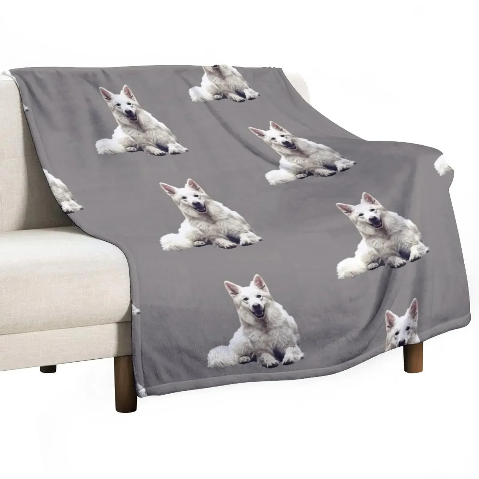 

White Swiss Shepherd Dog Throw Blanket Beach Kid'S Blankets