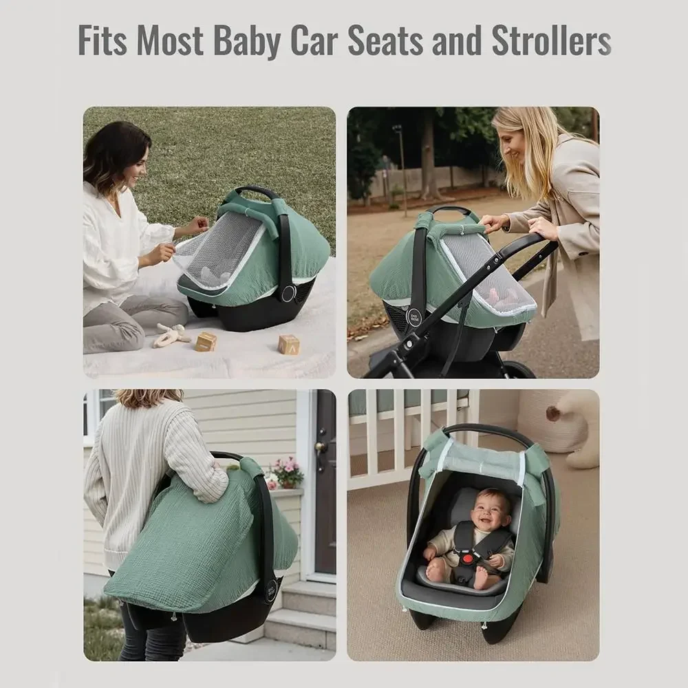 New Breathable Baby Car Seat Cover Multi-use Convenient Infant Car Seat Cover Canopy for Breastfeeding