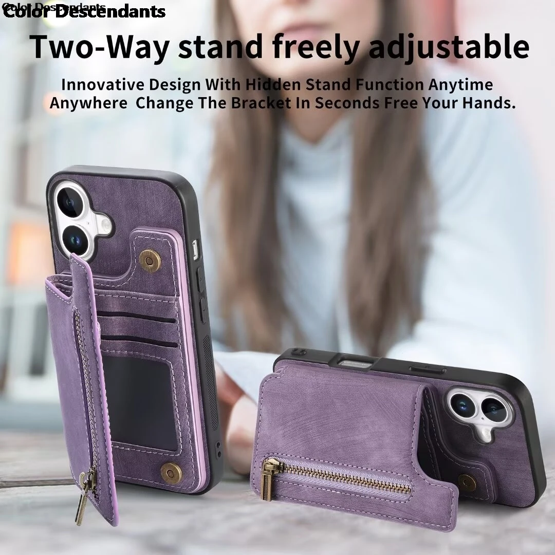 Leather Zipper Wallet Case - Universal Fit
