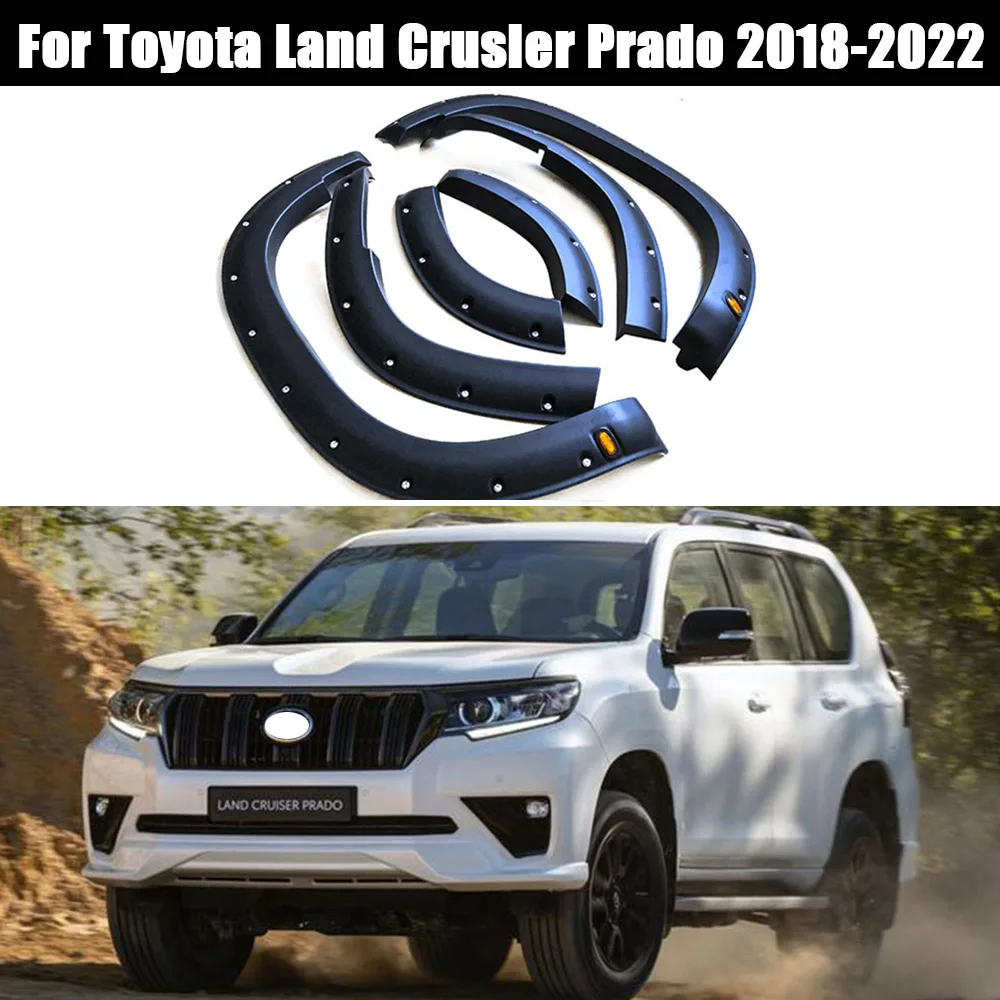 

For Toyota Land Crusier Prado 2018-2022 ABS Black Fender Flares Wheel Off-raod Car Styling Wheel Eyebrow Pickup Accessories