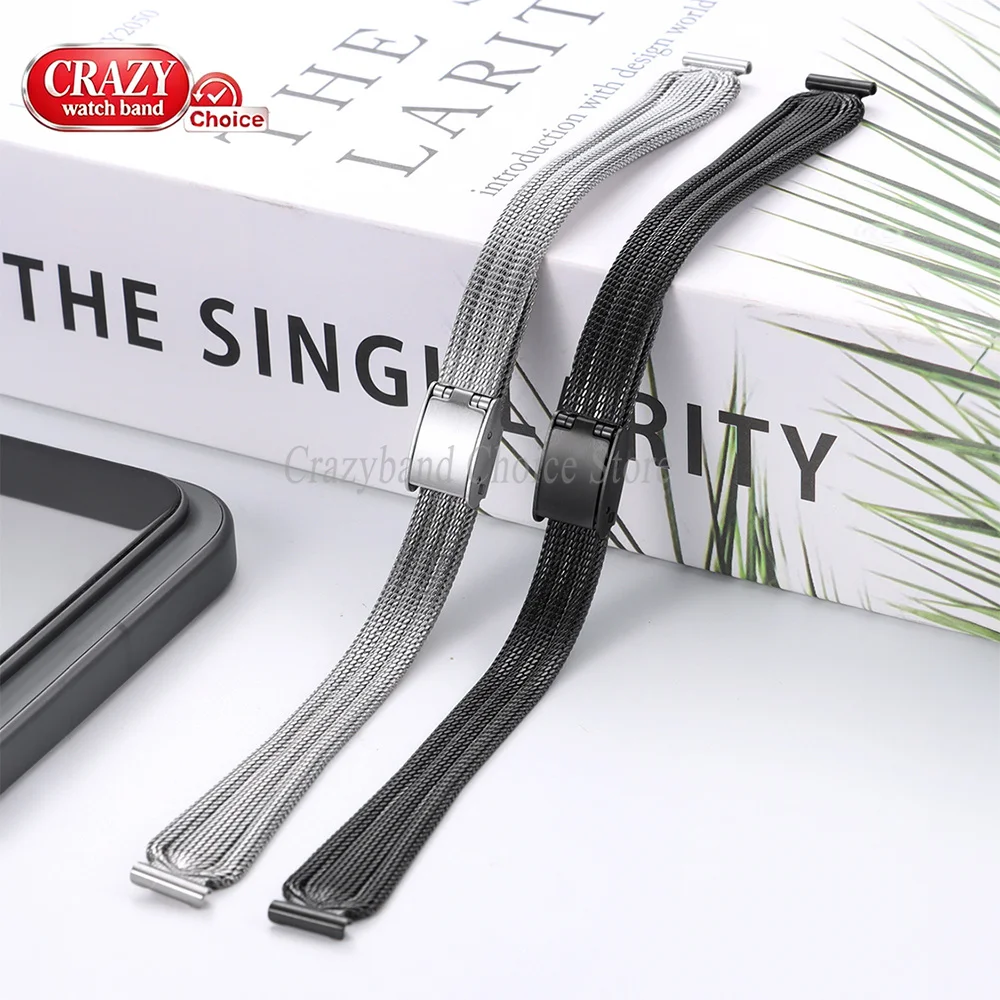 Ultra-Thin Mesh Milanese Loop Stainless Steel Women's Bracelet Strap with Folding Buckle