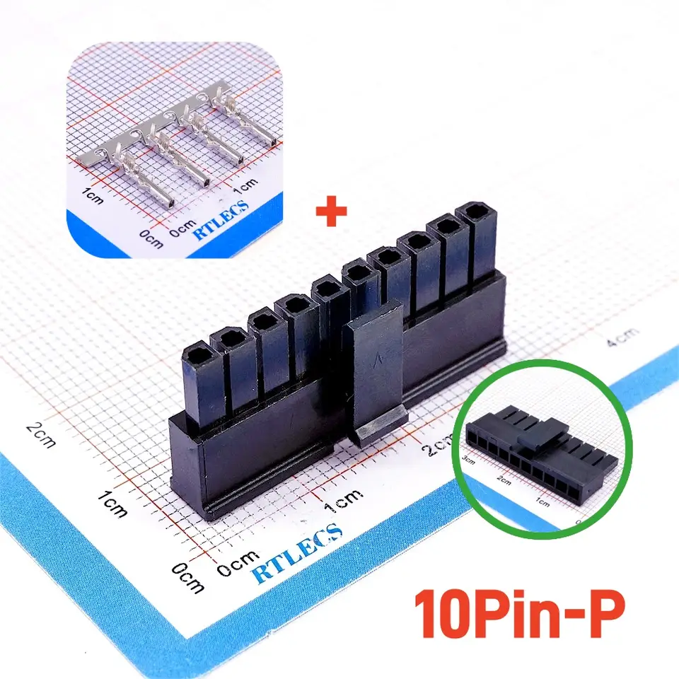 10 100 Sets Micro-Fit 3.0 MM Connector Single Row Male Housing Plug 1x2 2 Pin 3 4 5 6 7 8 9 10 Pin/Matching Female Terminal image 10