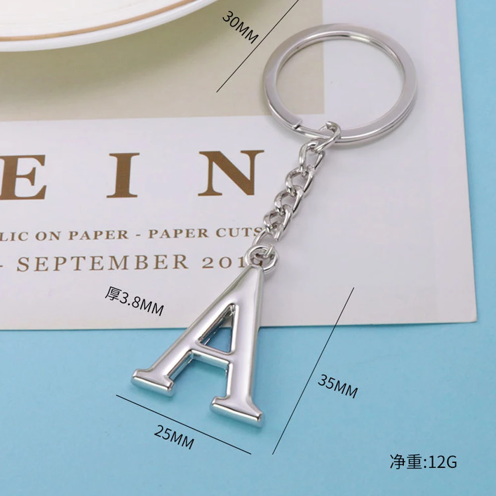 Initial Letter Keychain A-Z - Silver Metal Alphabet Charm, Decorative Bag Accessory, Lobster Clasp & Split Ring - View #10