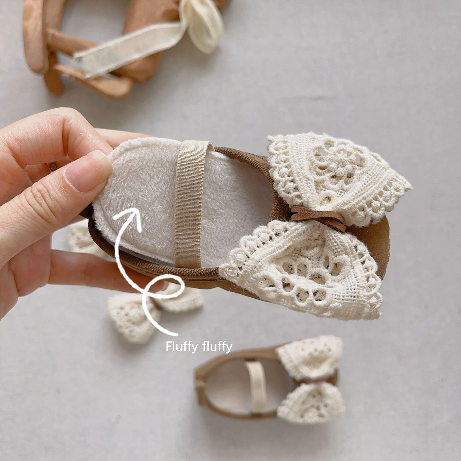 MISOWMNJOY Baby Girls Shoes Lace Flower Bowknot Infant Mary Jane Flats Soft Sole Rubber Non-Slip Crib Shoes for Toddlers 6