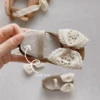 MISOWMNJOY Baby Girls Shoes Lace Flower Bowknot Infant Mary Jane Flats Soft Sole Rubber Non-Slip Crib Shoes for Toddlers 6